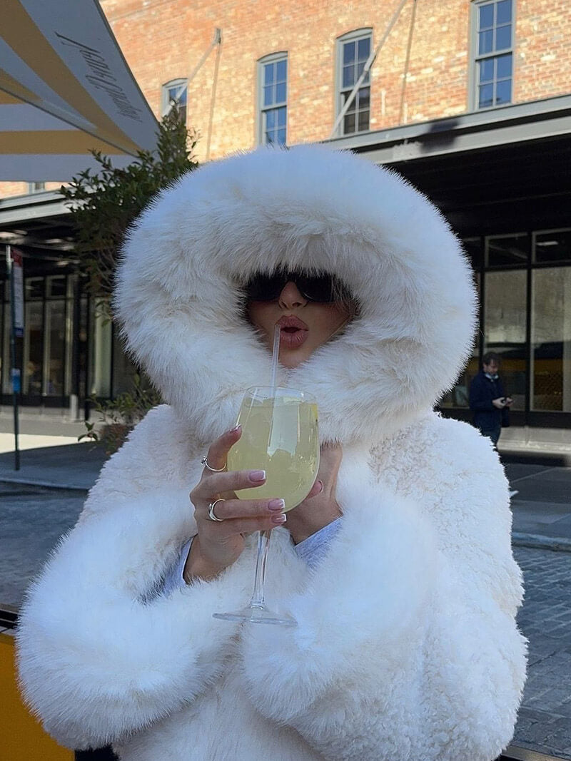 Eva | Veste Capuche Fausse Fourrure Crème