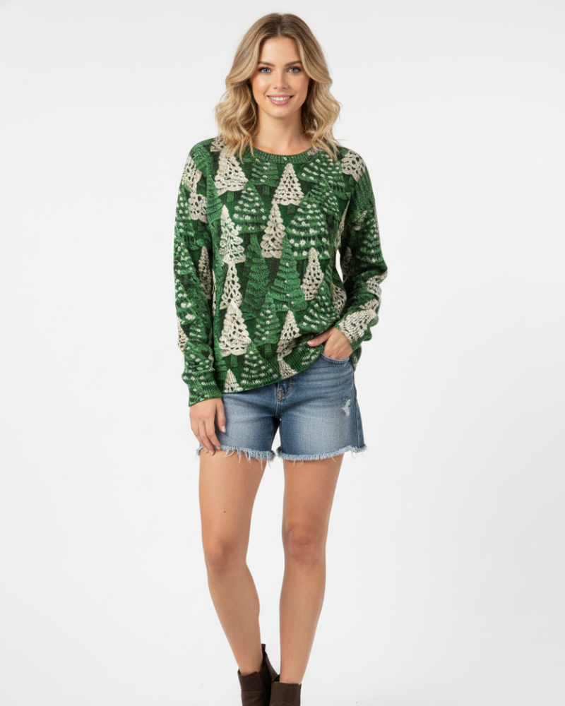 Agathe | Pull Noël Tricot Vert Femme