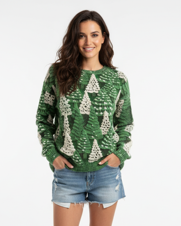 Agathe | Pull Noël Tricot Vert Femme