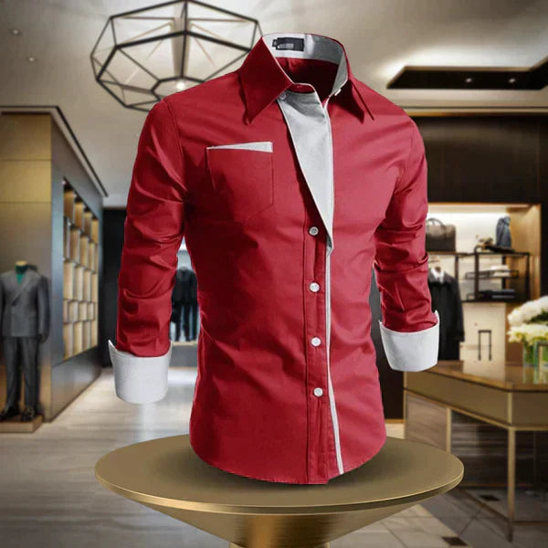 Théo | Chemise Homme Noire Manches Longues Bicolore