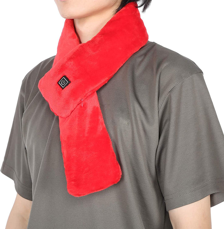 Théo | Écharpe Homme Fausse Fourrure Rouge Zippée