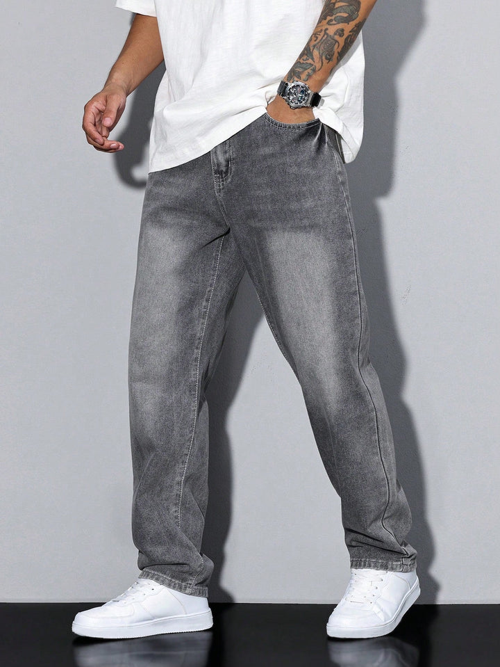 Théo | Jean Droit Homme Gris Délavé Coupe Ample