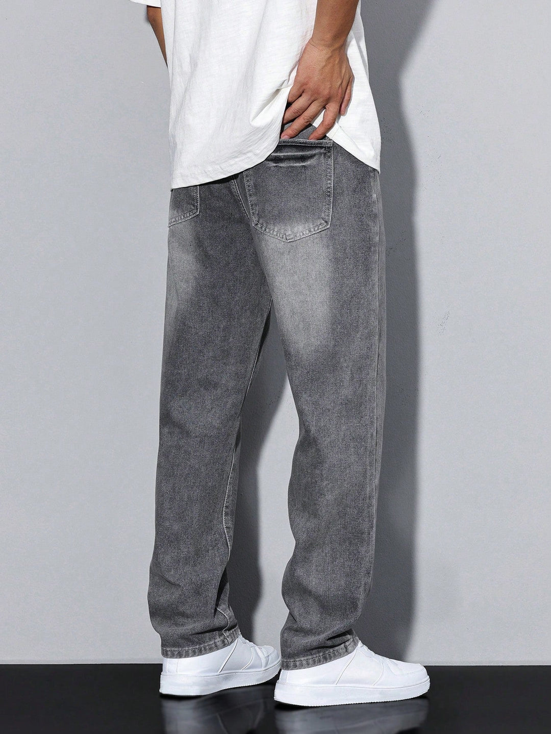 Théo | Jean Droit Homme Gris Délavé Coupe Ample
