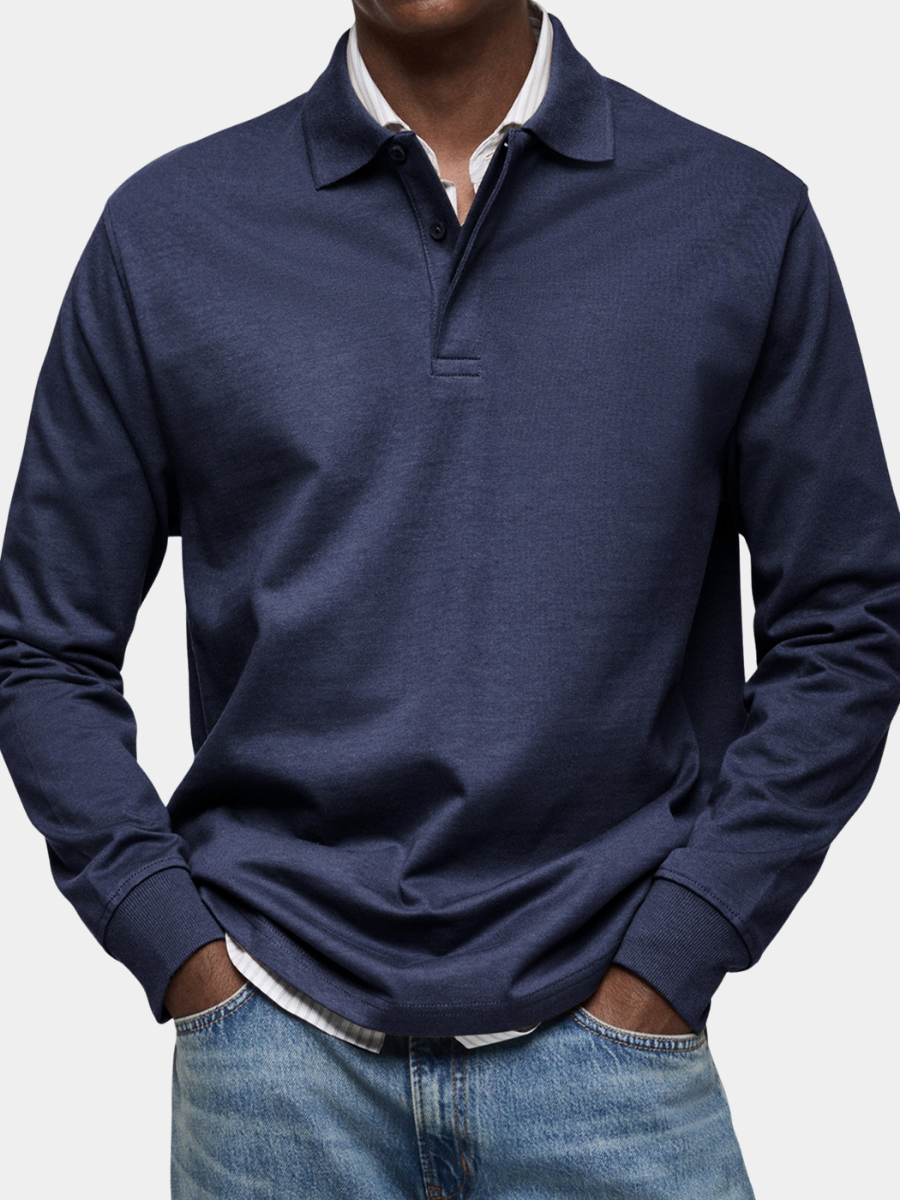 Théo | Polo Manches Longues Homme Bleu