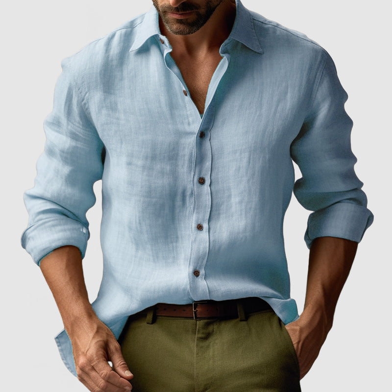 Thomas | Chemise Homme Lin Boutonnée Manches Longues