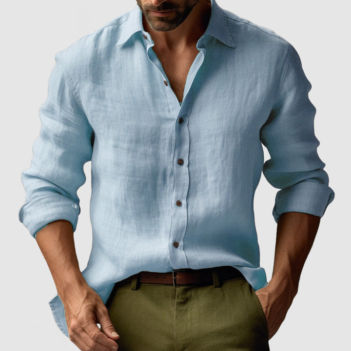Thomas | Chemise Homme Lin Boutonnée Manches Longues