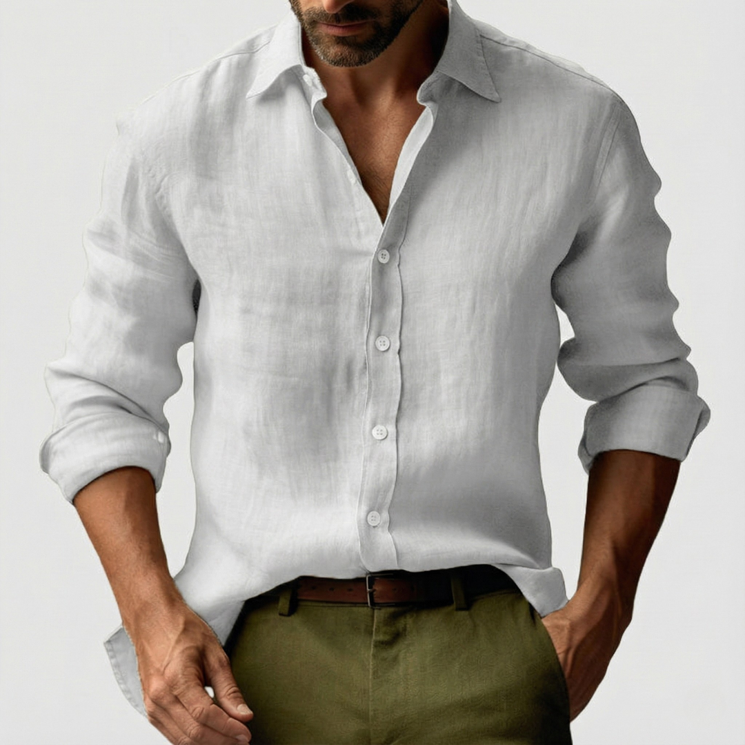Thomas | Chemise Homme Lin Boutonnée Manches Longues
