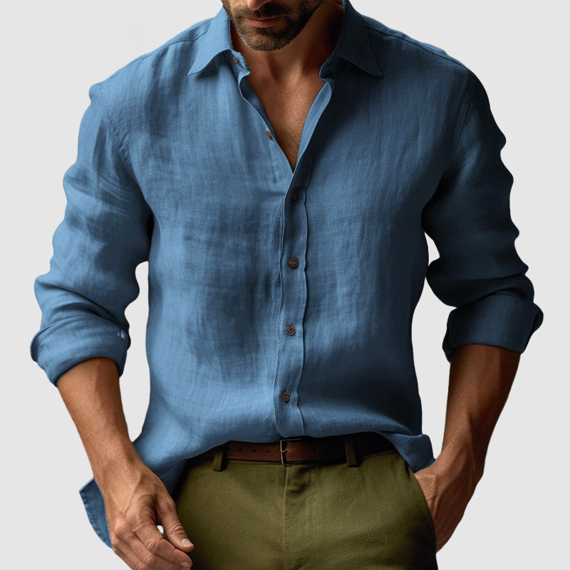 Thomas | Chemise Homme Lin Boutonnée Manches Longues