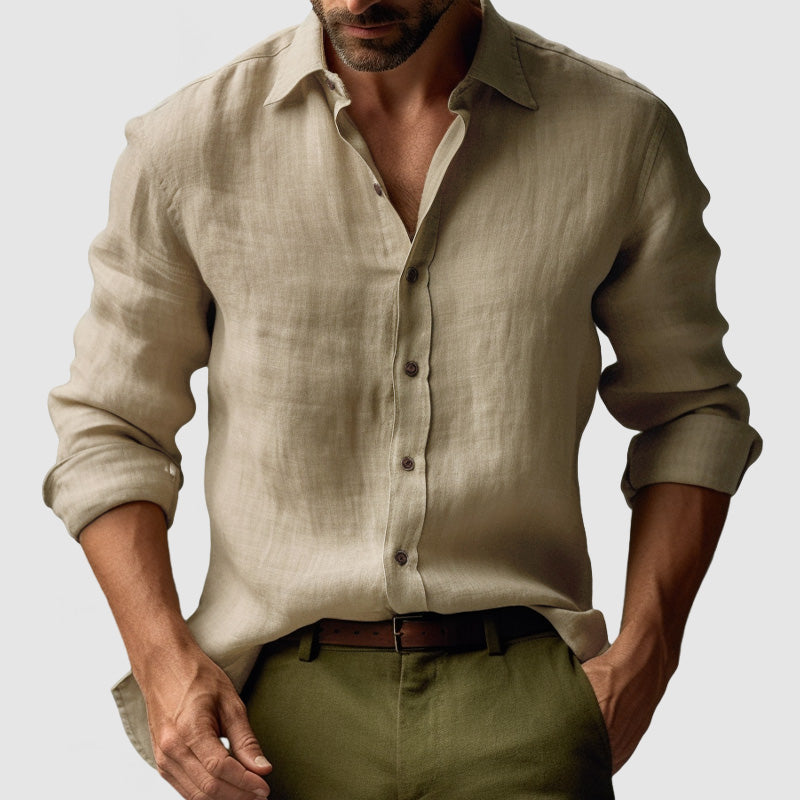 Thomas | Chemise Homme Lin Boutonnée Manches Longues