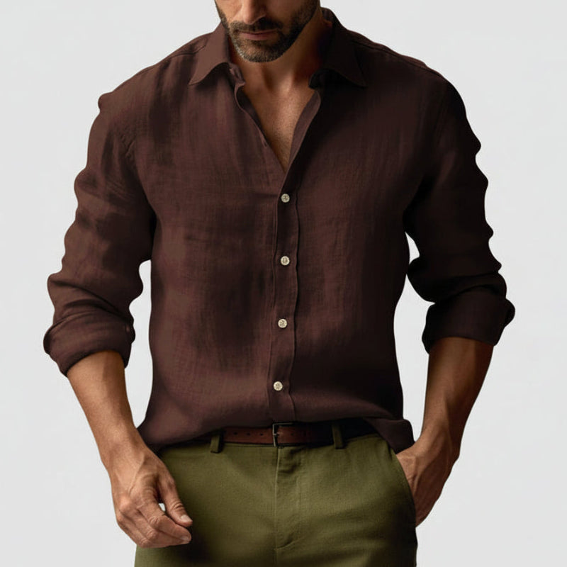 Thomas | Chemise Homme Lin Boutonnée Manches Longues