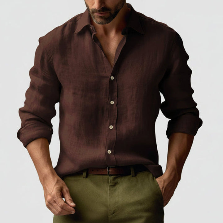 Thomas | Chemise Homme Lin Boutonnée Manches Longues