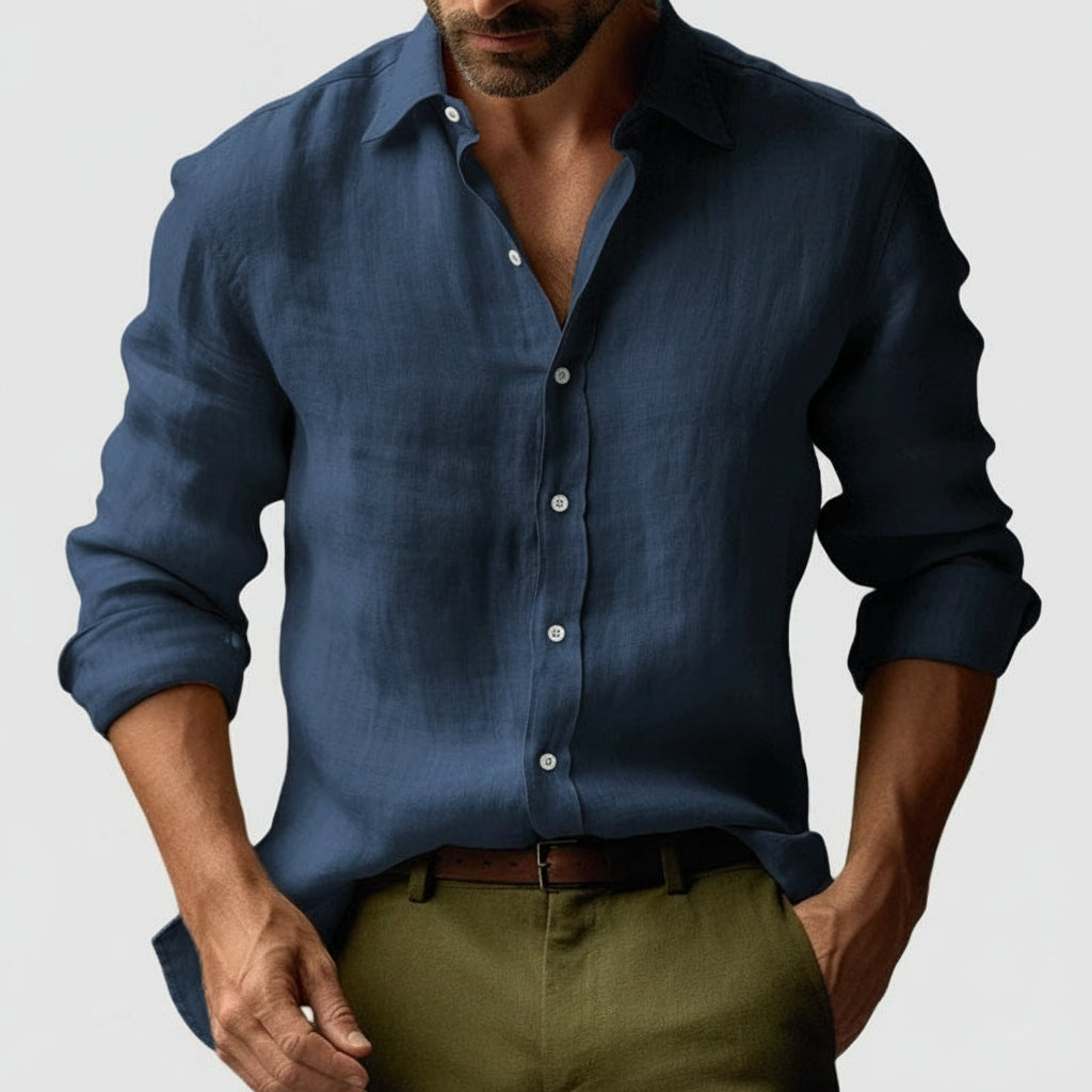 Thomas | Chemise Homme Lin Boutonnée Manches Longues