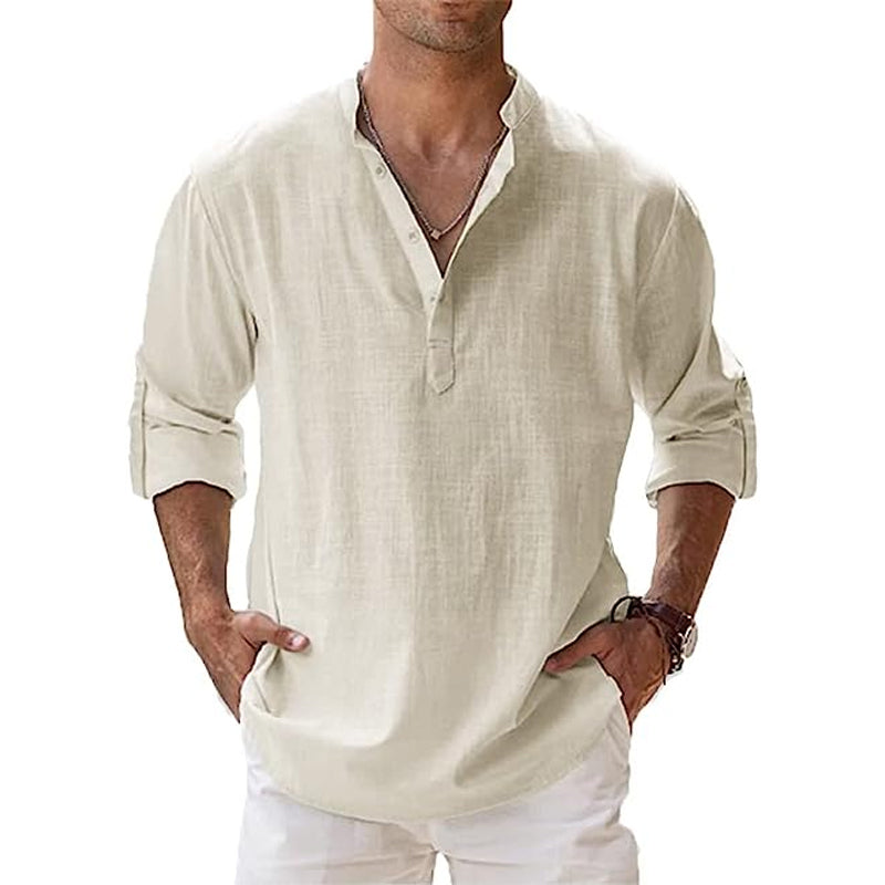 Thomas | Chemise Homme Lin Col Mao
