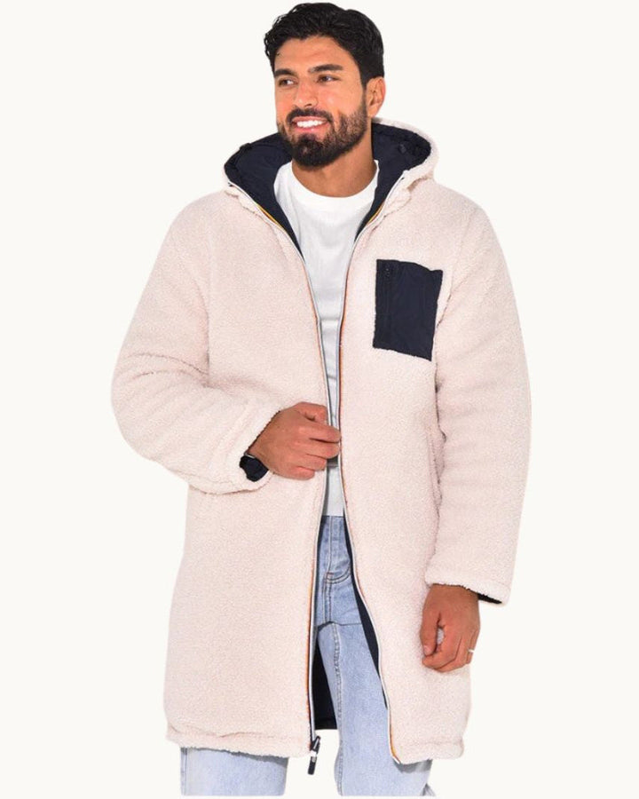 Thomas | Manteau Long Polaire Homme à Capuche Zippé