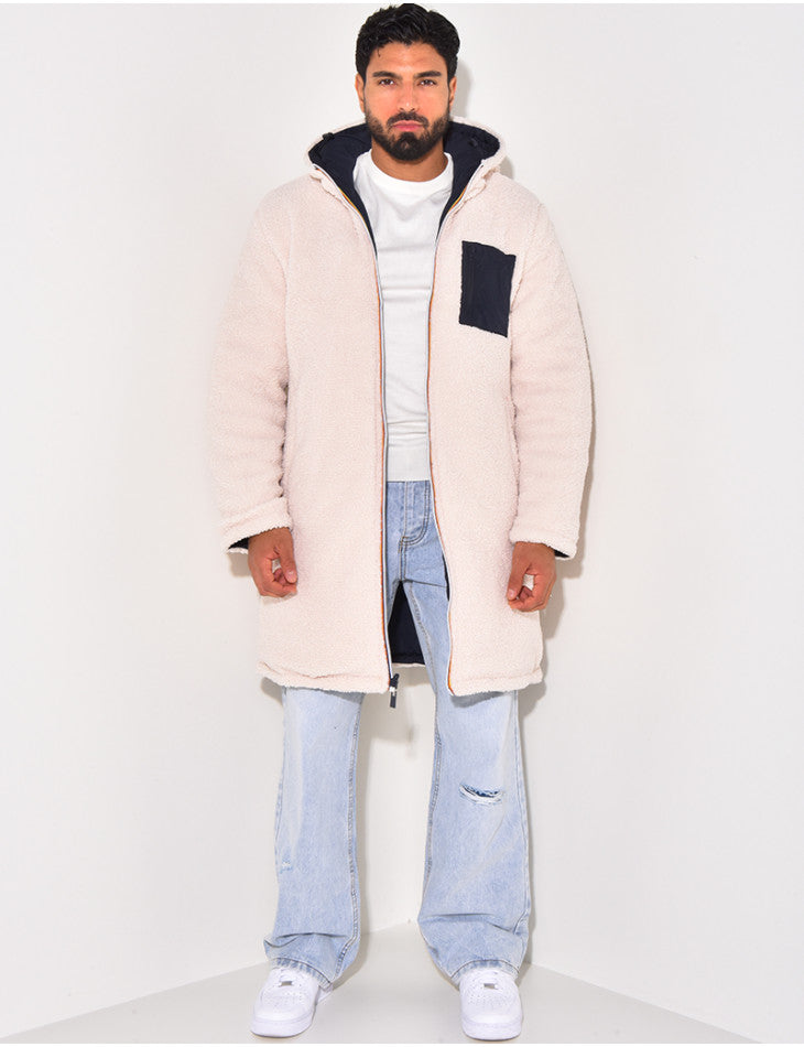 Thomas | Manteau Long Polaire Homme à Capuche Zippé