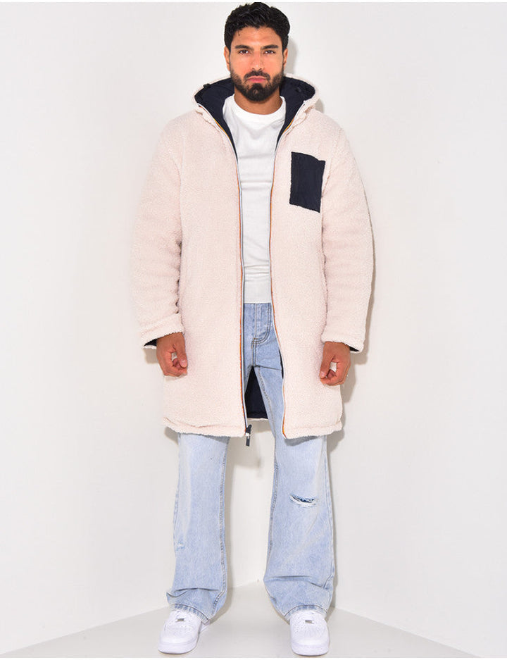 Thomas | Manteau Long Polaire Homme à Capuche Zippé