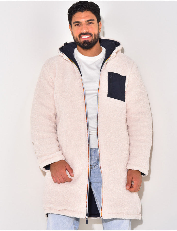 Thomas | Manteau Long Polaire Homme à Capuche Zippé
