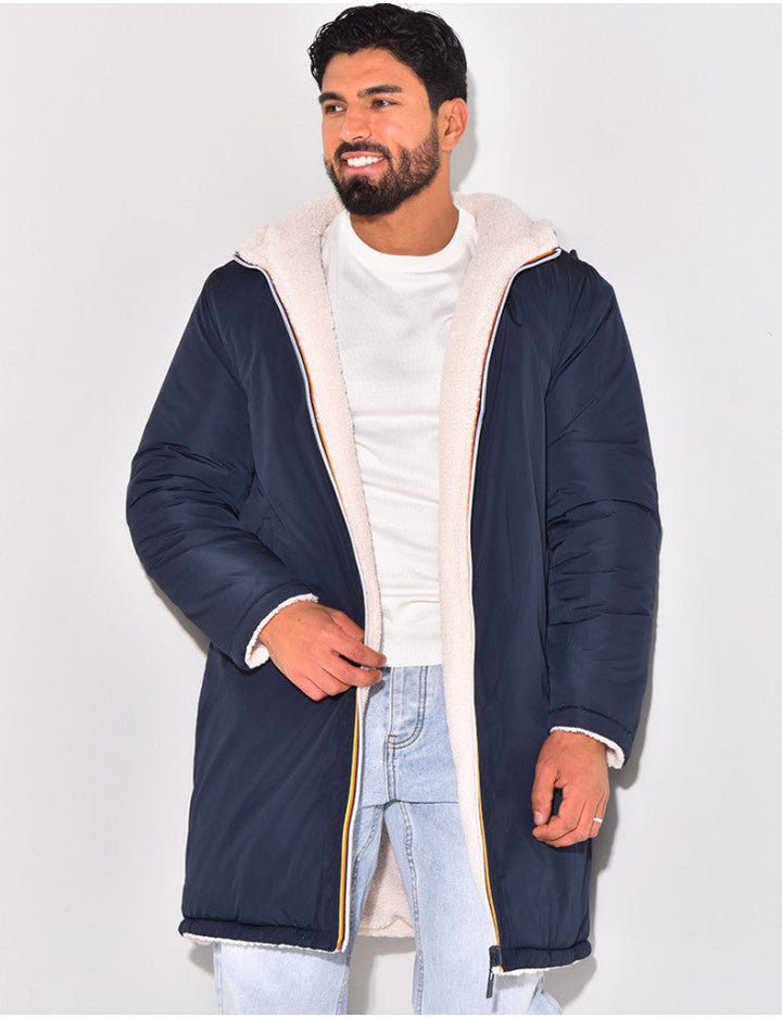 Thomas | Manteau Long Polaire Homme à Capuche Zippé