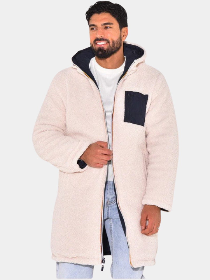 Thomas | Manteau Long Polaire Homme à Capuche Zippé