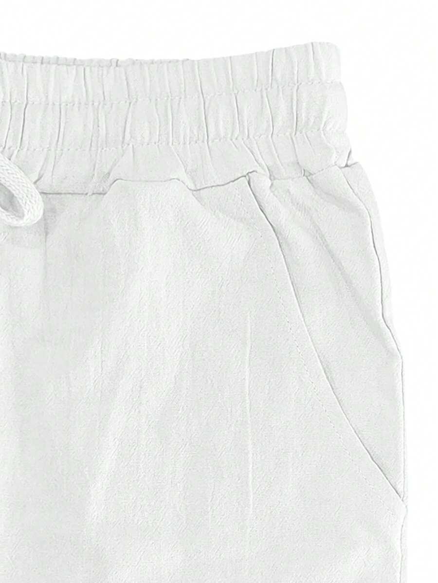 Thomas | Pantalon Homme Lin Blanc Taille Élastiquée