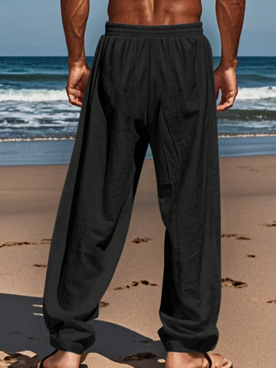 Thomas | Pantalon Homme Lin Blanc Taille Élastiquée
