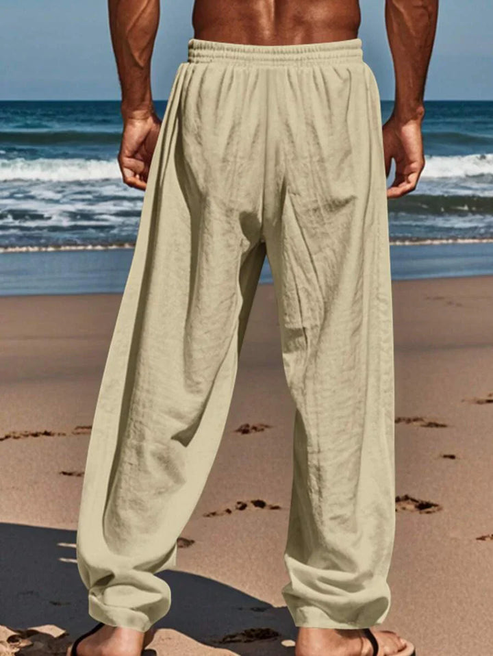 Thomas | Pantalon Homme Lin Blanc Taille Élastiquée