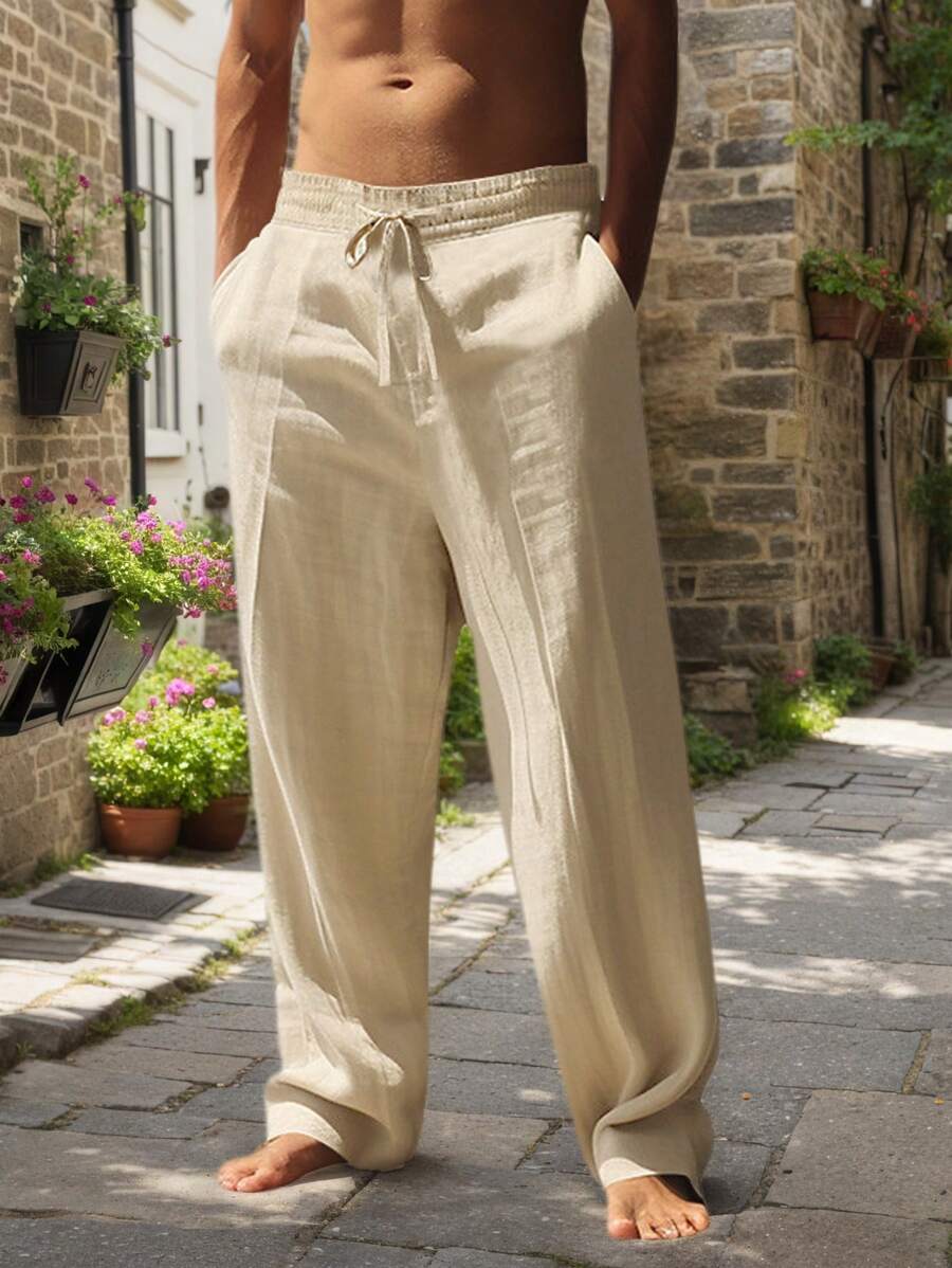 Thomas | Pantalon Homme Lin Blanc Taille Élastiquée
