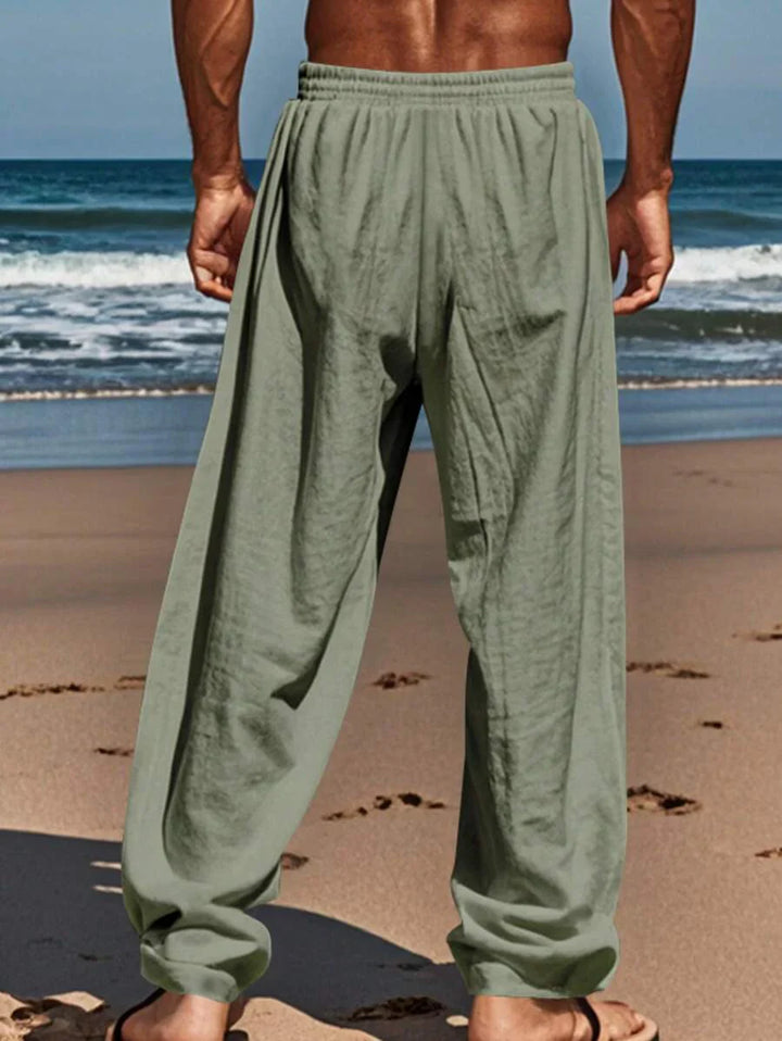 Thomas | Pantalon Homme Lin Blanc Taille Élastiquée