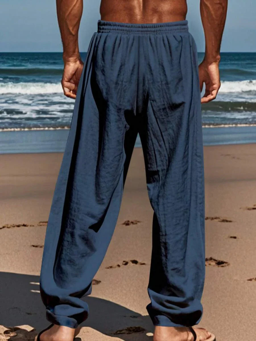 Thomas | Pantalon Homme Lin Blanc Taille Élastiquée