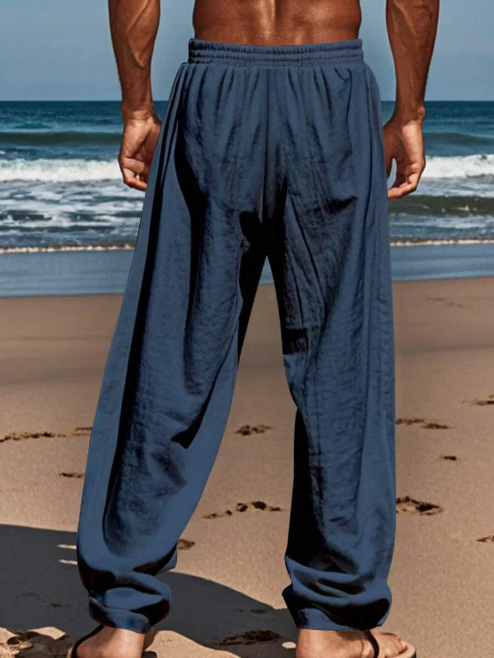 Thomas | Pantalon Homme Lin Blanc Taille Élastiquée