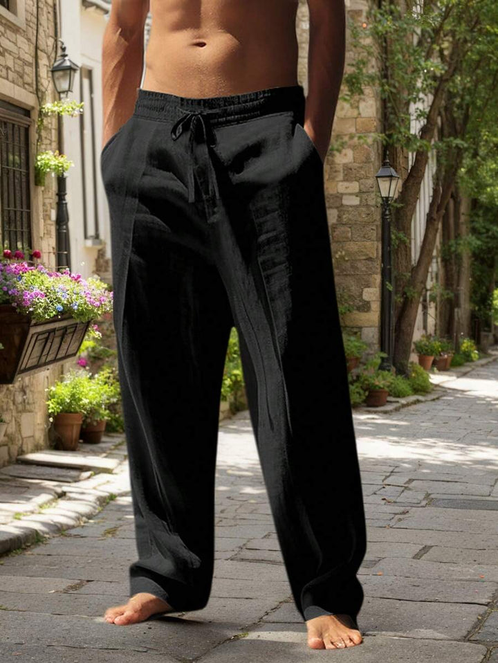 Thomas | Pantalon Homme Lin Blanc Taille Élastiquée