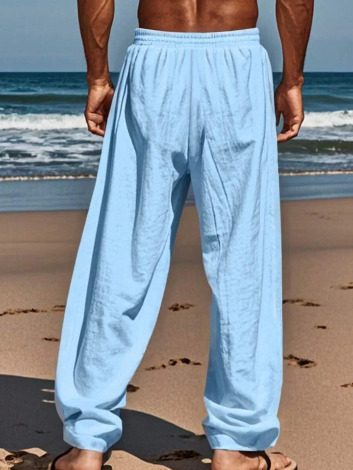 Thomas | Pantalon Homme Lin Blanc Taille Élastiquée