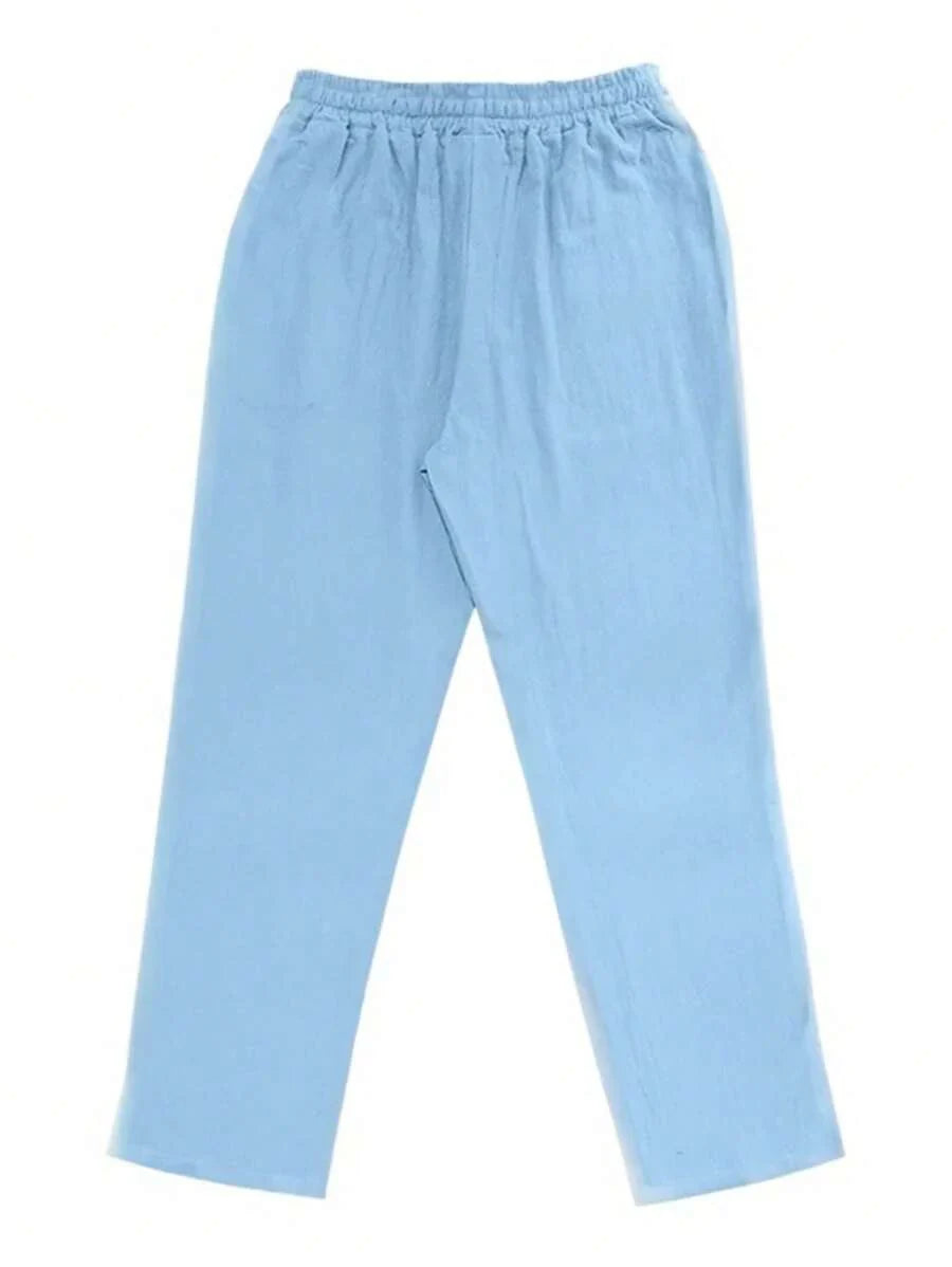Thomas | Pantalon Homme Lin Blanc Taille Élastiquée