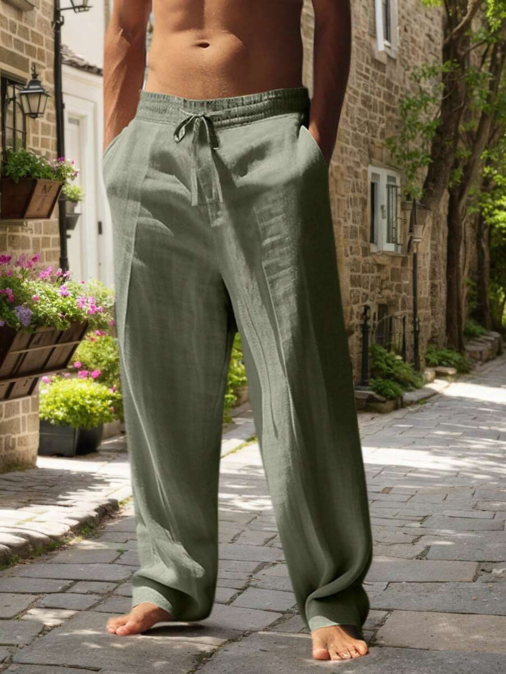 Thomas | Pantalon Homme Lin Blanc Taille Élastiquée