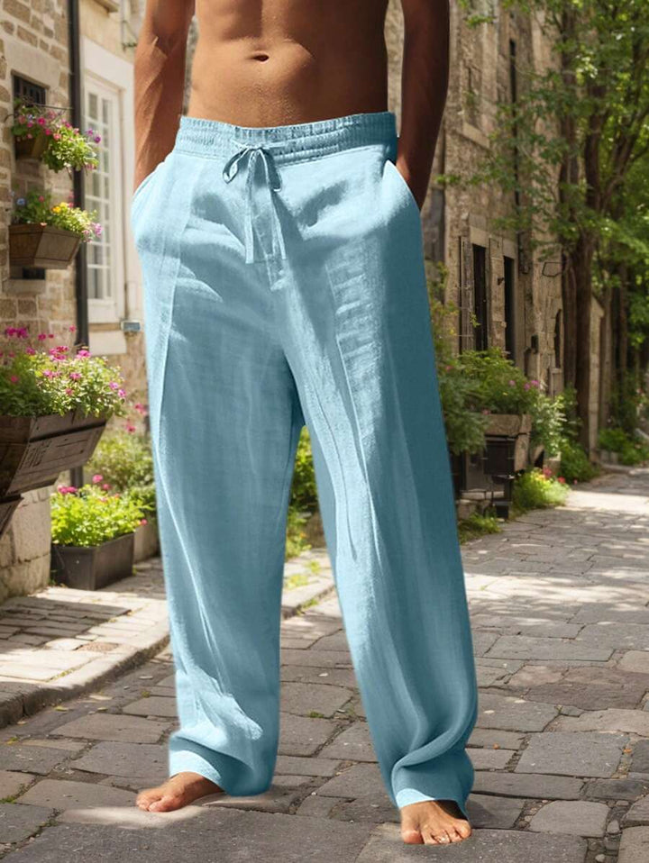 Thomas | Pantalon Homme Lin Blanc Taille Élastiquée