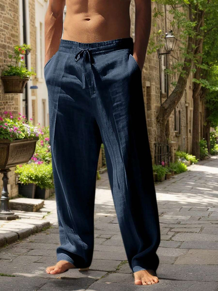 Thomas | Pantalon Homme Lin Blanc Taille Élastiquée