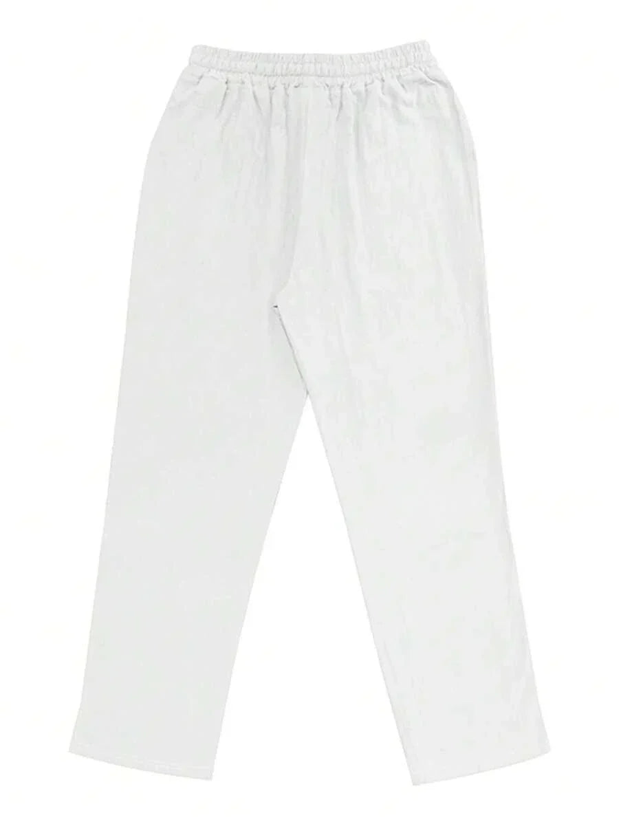 Thomas | Pantalon Homme Lin Blanc Taille Élastiquée