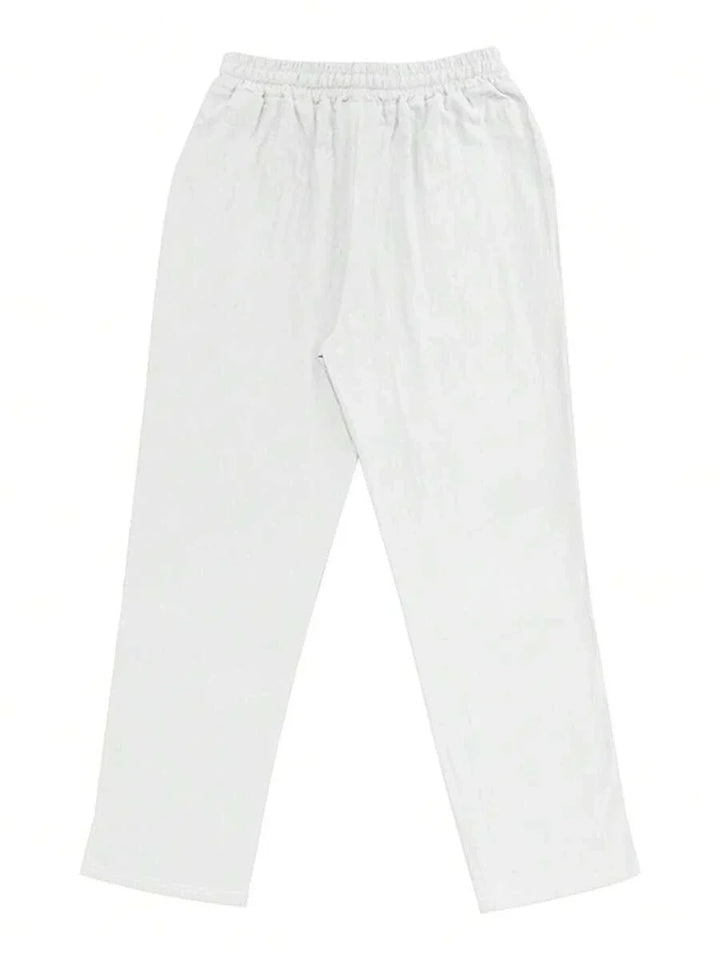 Thomas | Pantalon Homme Lin Blanc Taille Élastiquée