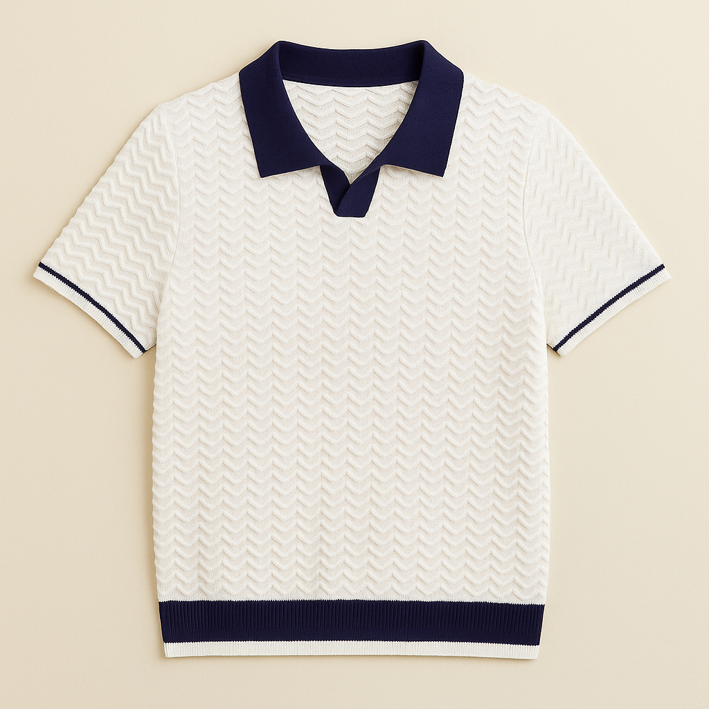 Thomas | Polo Tricot Homme Vert Chevron Bicolore