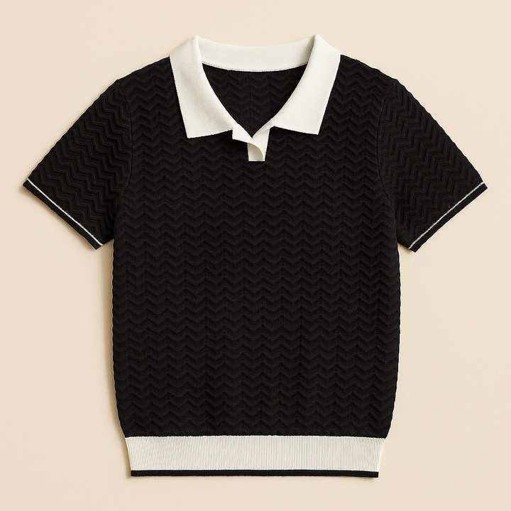 Thomas | Polo Tricot Homme Vert Chevron Bicolore