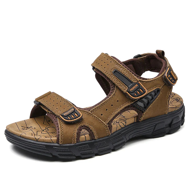 Thomas | Sandales Homme Cuir Noir Scratch Réglables