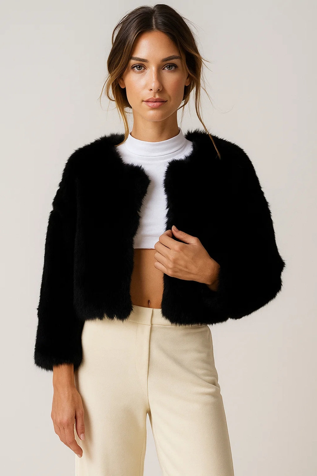 Émilie | Veste Courte en Fausse Fourrure Femme
