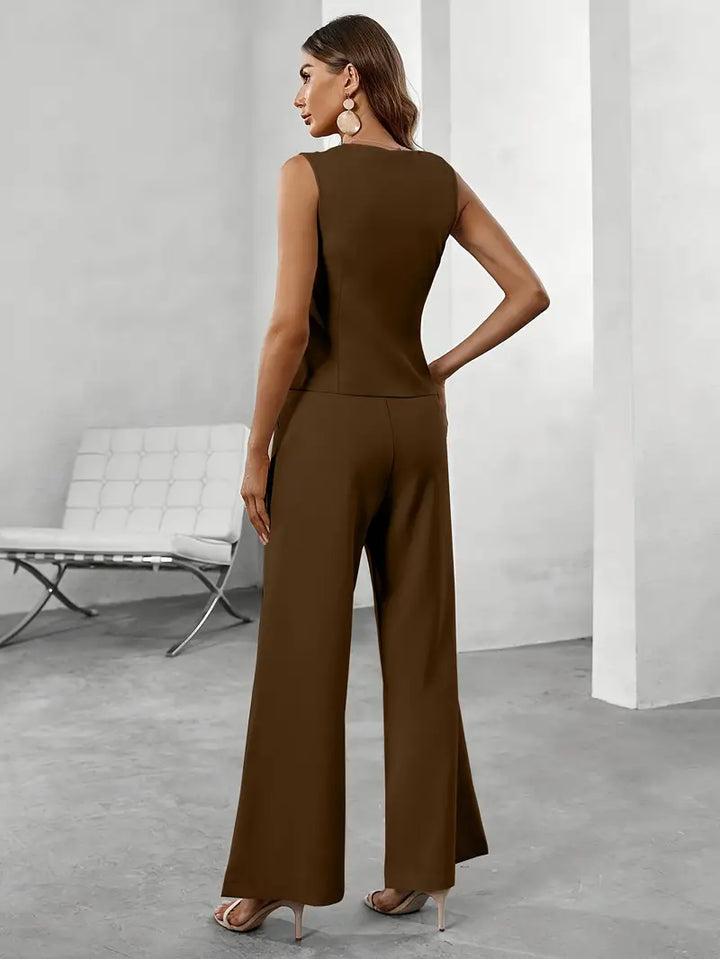 Agathe | Gilet Sans Manche Femme Pantalon Large