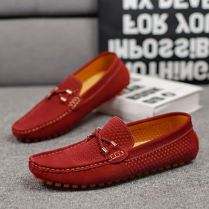 Xavier | Mocassin Homme Perforé Noir Semelle Orange