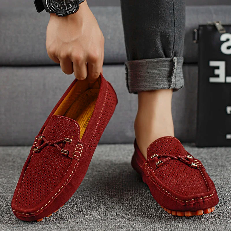 Xavier | Mocassin Homme Perforé Noir Semelle Orange