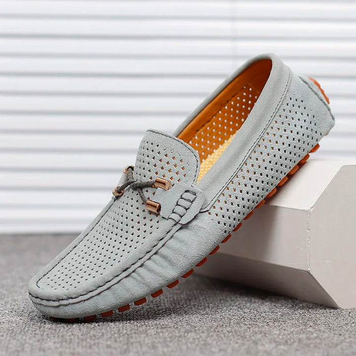 Xavier | Mocassin Homme Perforé Noir Semelle Orange