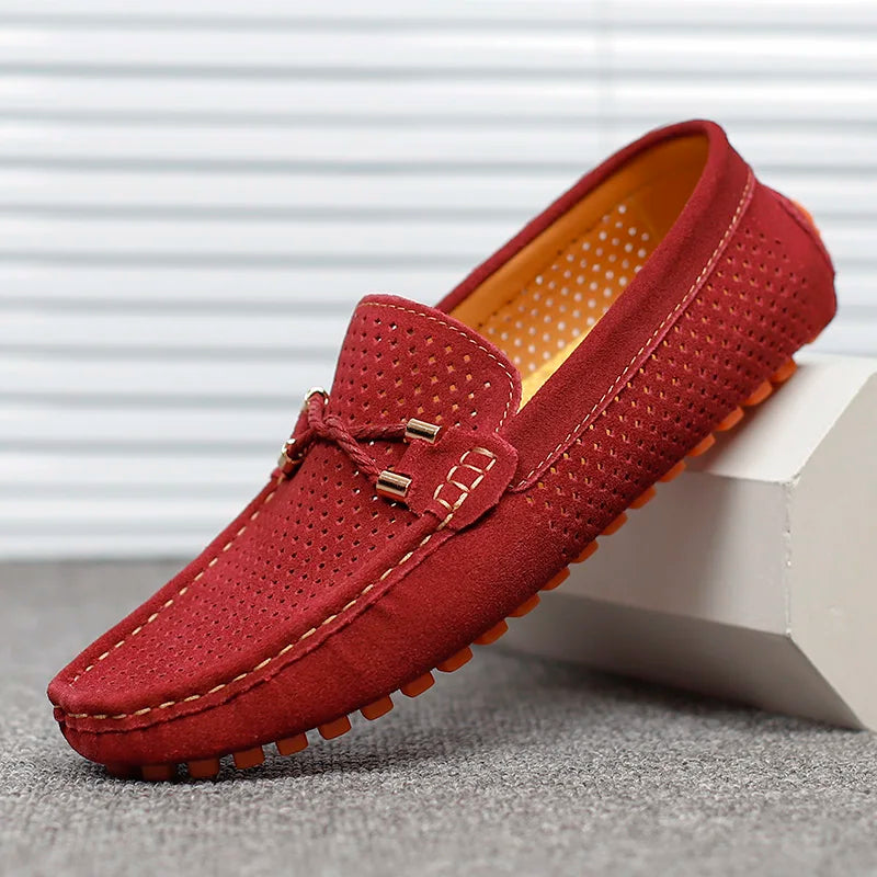 Xavier | Mocassin Homme Perforé Noir Semelle Orange
