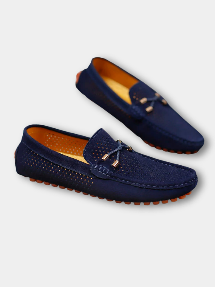 Xavier | Mocassin Homme Perforé Noir Semelle Orange