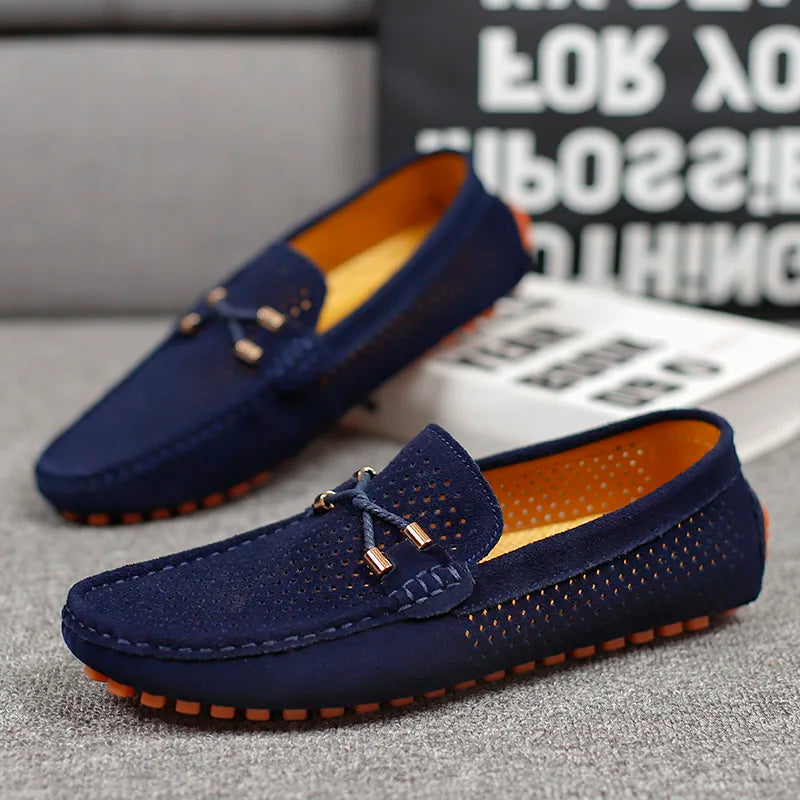 Xavier | Mocassin Homme Perforé Noir Semelle Orange