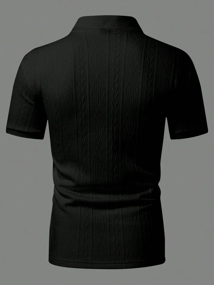 Xavier | Polo Homme Noir Texturé Manches Courtes